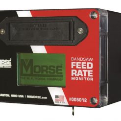 Ett bandsågblads hastighetsmätare MK Morse med identifikationsetiketter och ett serienummer.