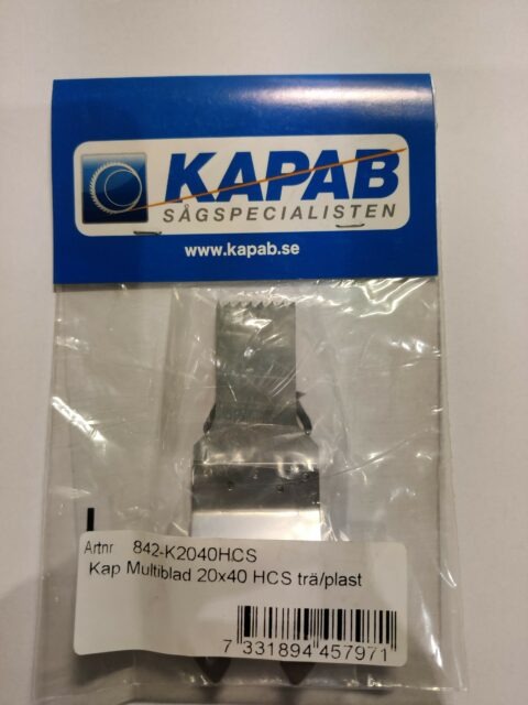 Ett paket KAP multiblad 20x40mm Trä/Plast HCS Fintandat 1:a blad på vit bakgrund.